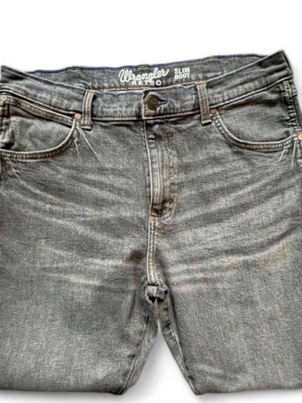 Wrangler Retro Slim Fit Bootcut Jeans Grey 35x34 NWOT